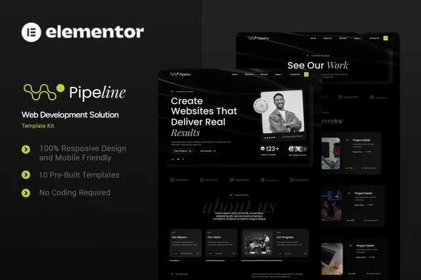 pipeline web development solution elementor template kit 1