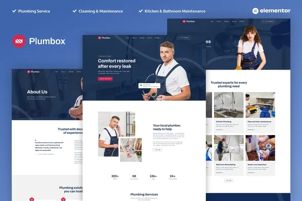 plumbox plumber repair service elementor template kit 1