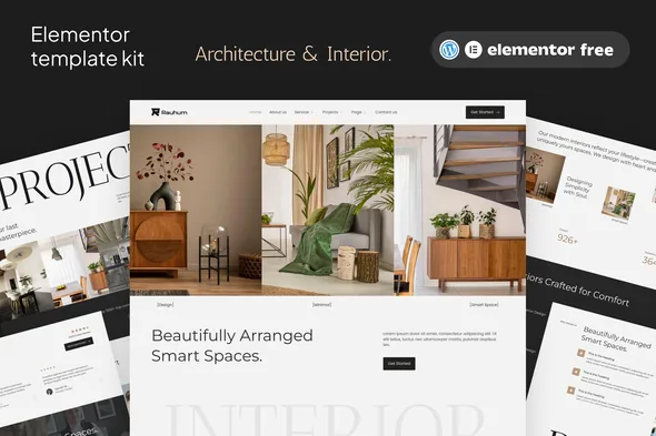rauhum architecture interior elementor template kit 1
