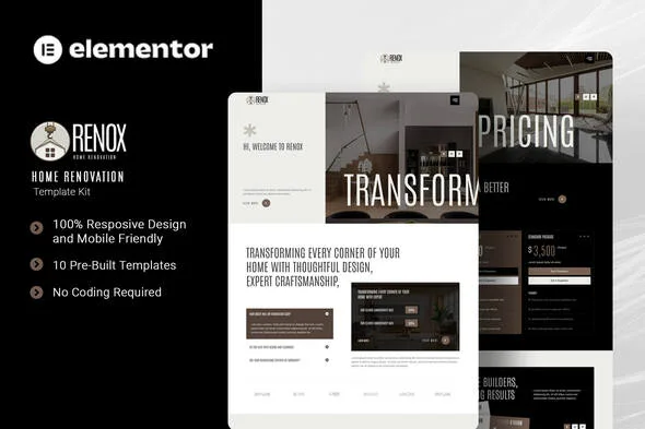 renox home renovation elementor template kit 1