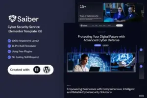 Saiber – Cyber Security Service Elementor Template Kit