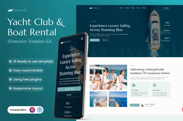 seawell yacht club boat rental elementor template kit 1