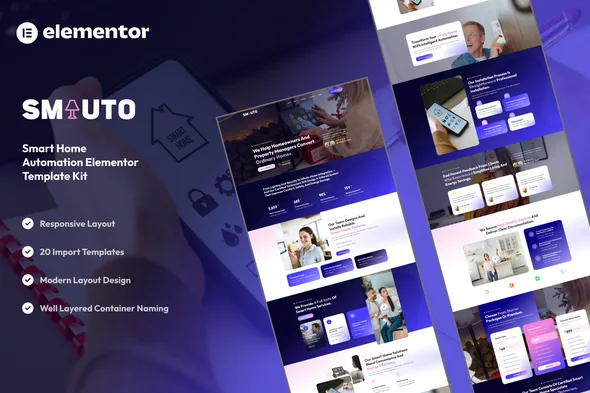 smauto smart home automation elementor template kit 1