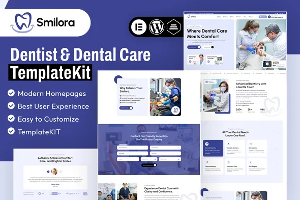 smilora dentist dental care elementor template kit 1