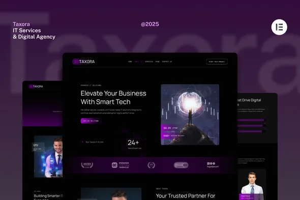 taxora dark it services digital agency website elementor kit 1