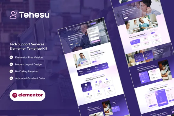 tehesu tech support services elementor template kit 1