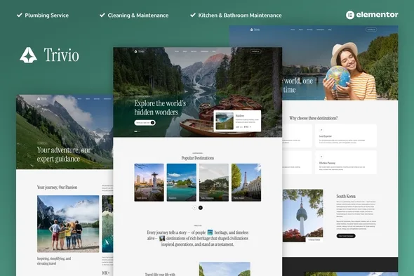 trivio travel tour agency elementor template kit 1