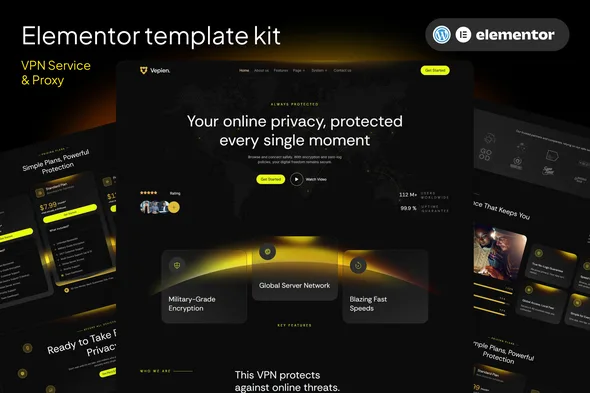 vepien vpn service proxy elementor template kit 1