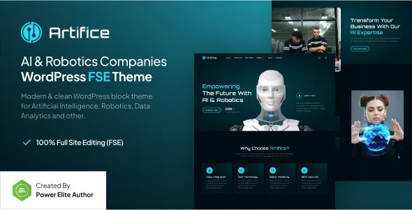 artifice ai robotics company gutenverse fse wordpress theme 1