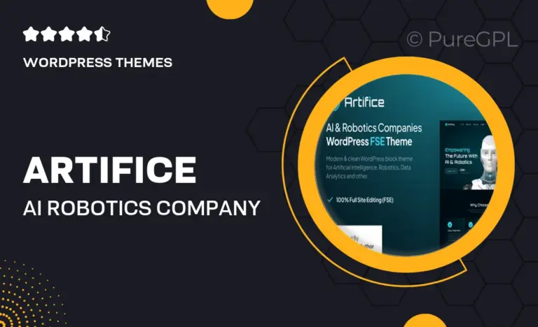 artifice ai robotics company gutenverse fse wordpress theme
