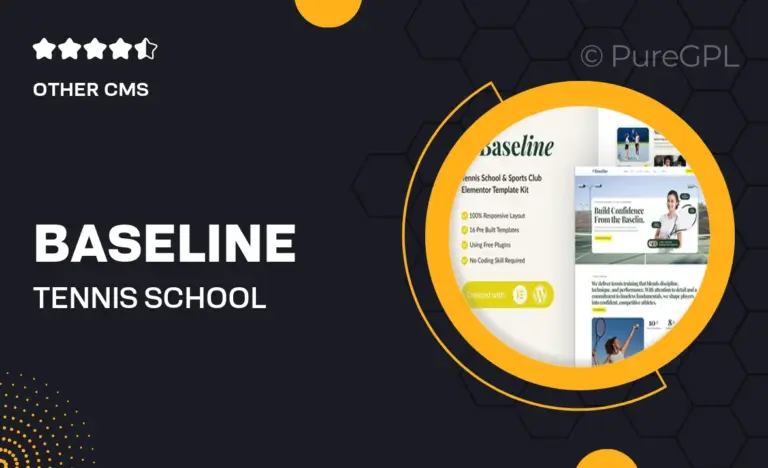baseline tennis school sports club elementor template kit
