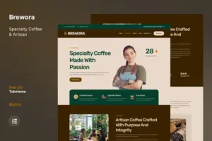 Brewora – Specialty Coffee & Artisan Website Elementor Template Kit