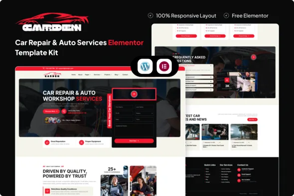 carden car repair auto services elementor template kit 1