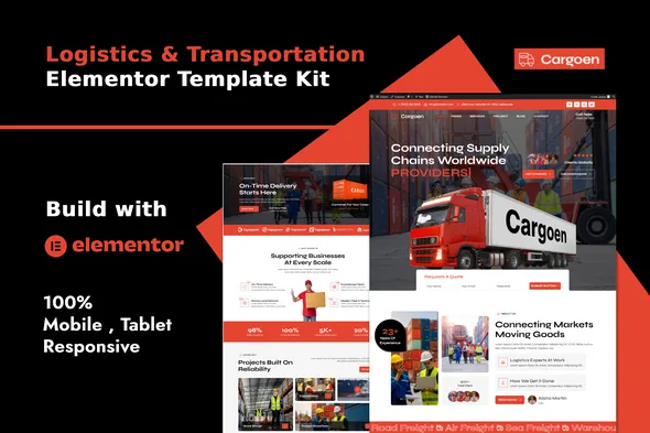 cargoen logistics transportation elementor template kit 1