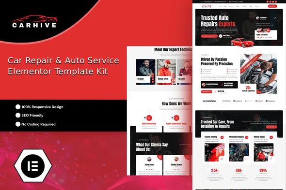 carhive car repair auto service elementor template kit 1