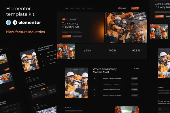 conals manufacture industries elementor template kit 1