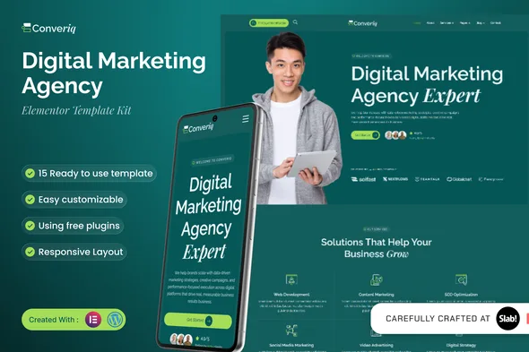 converiq digital marketing agency elementor template kit 1