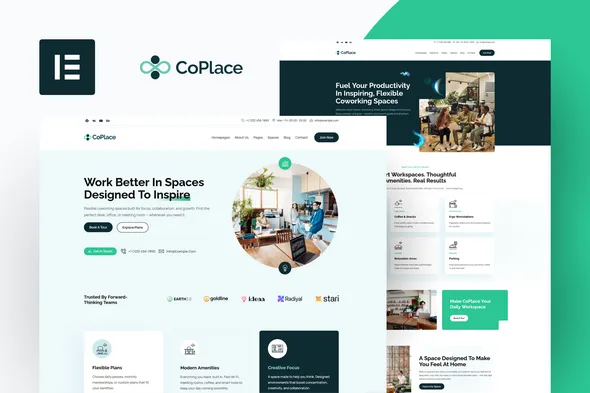 coplace co working space elementor template kit 1