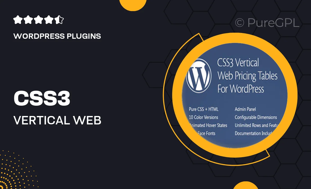 CSS3 Vertical Web Pricing Tables For WordPress