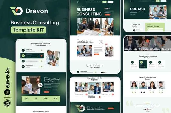 drevon business consulting elementor template kit 1