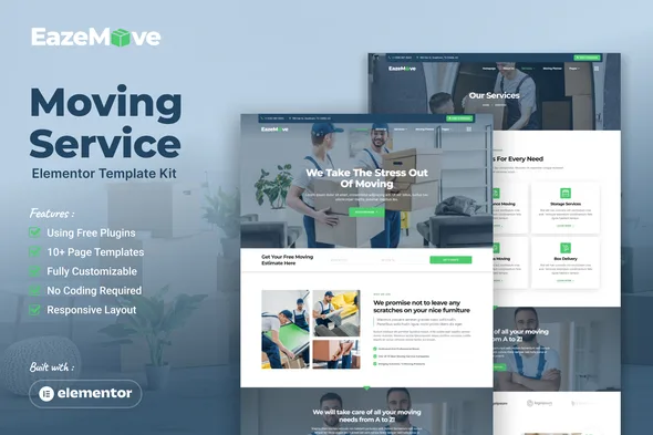 eazemove moving service elementor template kit 1