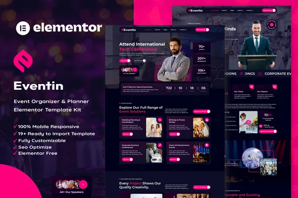 eventin event organizer planner elementor template kit 1