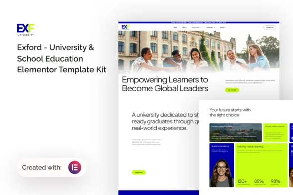 exford university school education elementor template kit 1