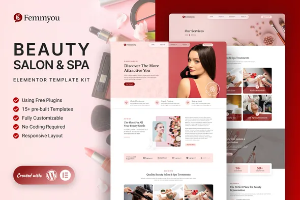 femmyou beauty salon spa elementor template kit 1