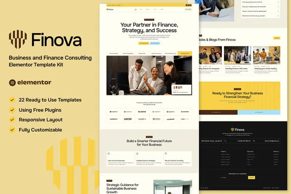 finova business and finance consulting elementor template kit 1