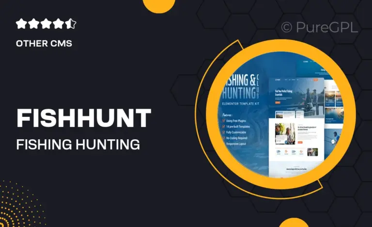 fishhunt fishing hunting club elementor template kit