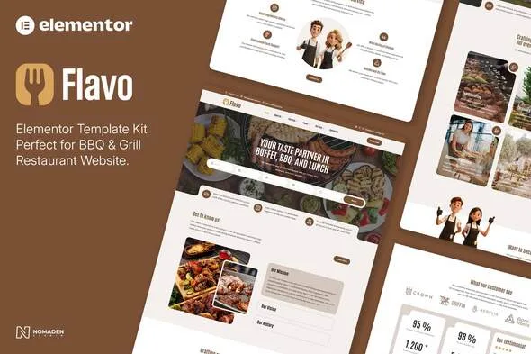 flavo bbq grill restaurant elementor template kit 1