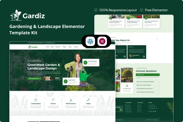 gardiz gardening landscape elementor template kit 1