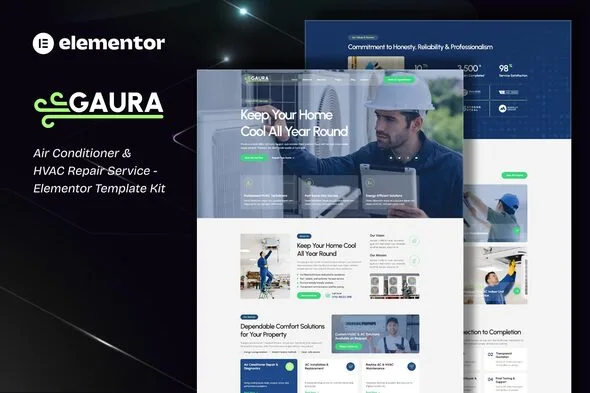 gaura air conditioner hvac repair service elementor template kit 1