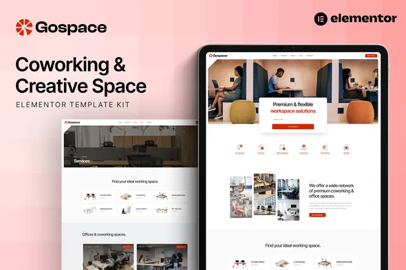 gospace coworking creative space elementor template kit 1