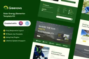 Greenova – Solar & Green Renewable Energy Elementor Template Kit