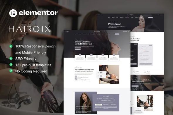 hairoix hair care elementor pro template kit 1