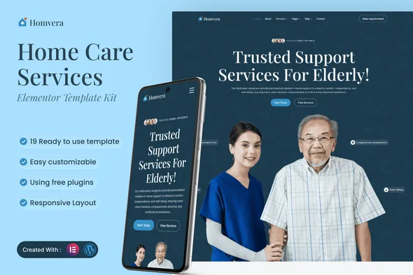 homvera home care services elementor template kit 1