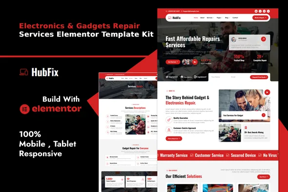 hubfix gadgets electronics repair services elementor template kit 1