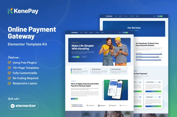 kenepay online payment gateway elementor template kit 1