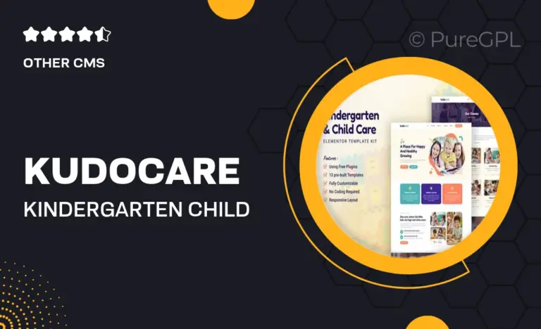 kudocare kindergarten child care elementor template kit