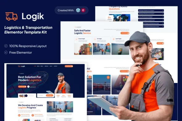 logik logistics transportation elementor template kit 1