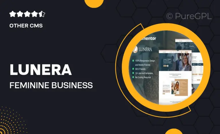 lunera feminine business coaching elementor pro template kit