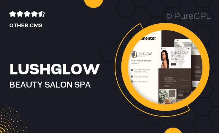 lushglow beauty salon spa elementor template kit
