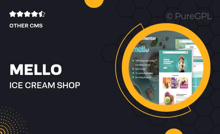 mello ice cream shop company elementor template kit