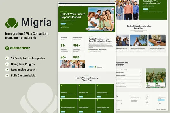 migria immigration visa consultant elementor template kit 1