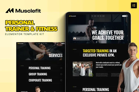 musclefit personal trainer fitness elementor template kit 1