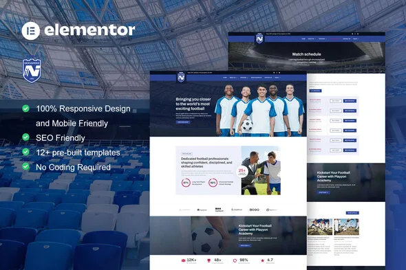 nexuspeed football club sports academy elementor pro template kit 1