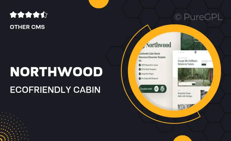 northwood eco friendly cabin rental adventure elementor template kit