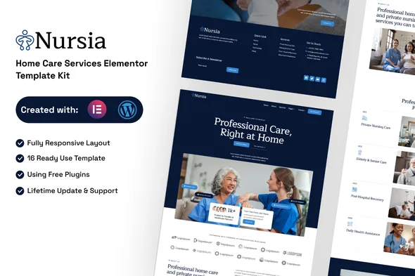 nursia home care services elementor template kit 1