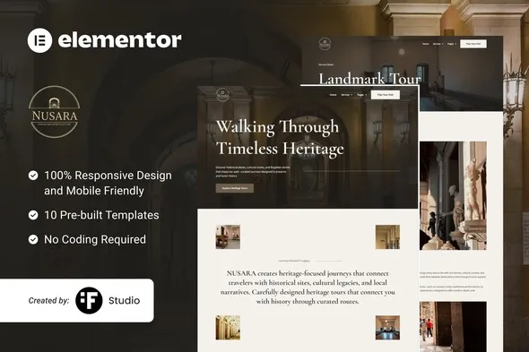 nusara heritage history tour elementor template kit 1
